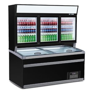 Combisteel Réfrigérateur Libre Service Haut | Congélateur bas | Noir | 3 Portes Vitrées|| 2104x890x(H)2000mm