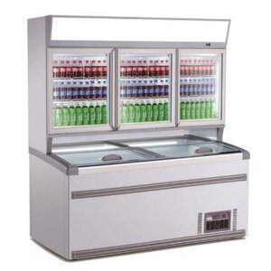 Combisteel Réfrigérateur Libre Service Haut | Congélateur bas | Blanc | 3 Portes Vitrées | 2104x890x(H)2000mm