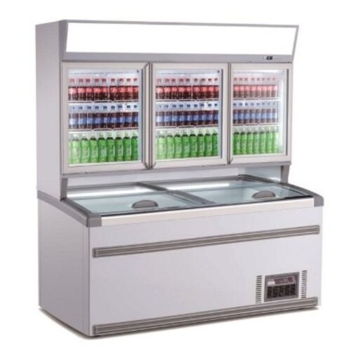 Combisteel Réfrigérateur Libre Service Haut | Congélateur bas | Blanc | 3 Portes Vitrées | 2104x890x(H)2000mm