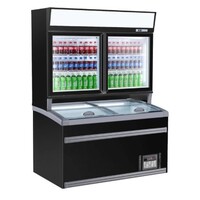 Réfrigérateur Libre Service Haut | Congélateur bas |Noir | 2 Portes Vitrées | 1454x890x(H)2000mm