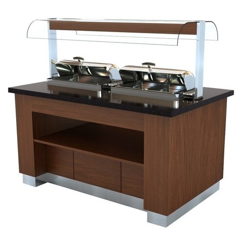 Combisteel Buffet Chaud |Wenge | 2x 1/1GN Chafing Dish | 1600x1000x(H)900/1450mm