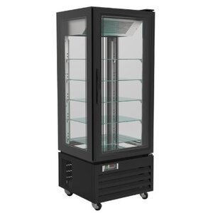 Combisteel Vitrine de Patisserie |sur Roues | Noire | 400 Litres | 650x650x(H)1950mm