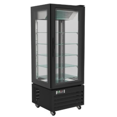 Combisteel Vitrine de Patisserie |sur Roues | Noire | 400 Litres | 650x650x(H)1950mm