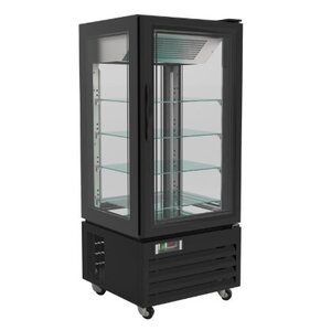 Combisteel Vitrine Congelée à Patisserie |sur Roues | Noire | 280 Litres | 650x650x(H)1500mm