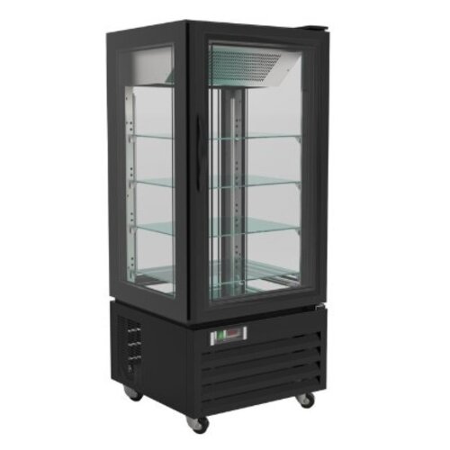 Combisteel Vitrine Congelée à Patisserie |sur Roues | Noire | 280 Litres | 650x650x(H)1500mm