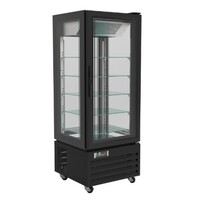 Vitrine Congelée à Patisserie | Sur Roues | Noire | 400 Litres | 650x650x(H)1950mm