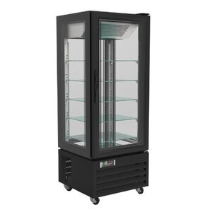 Combisteel Vitrine Congelée à Patisserie | Sur Roues | Noire | 400 Litres | 650x650x(H)1950mm