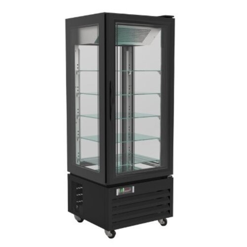 Combisteel Vitrine Congelée à Patisserie | Sur Roues | Noire | 400 Litres | 650x650x(H)1950mm