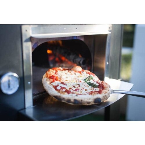 CHRselect Four à pizza en acier inoxydable 'Vulcano' | Charbon de bois / au feu de bois 1 pizza 500 ° C | 600 (l) x 500 x (h) 2030 mm