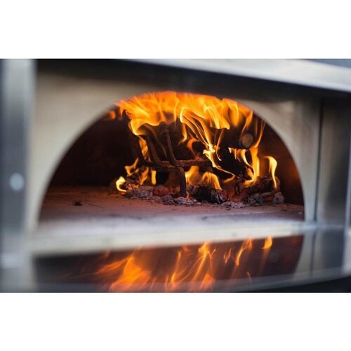 CHRselect Four à pizza en acier inoxydable "Italo" | Charbon de bois / au feu de bois 2 pizzas | 500 ° C | 700x700x2030 (h) mm