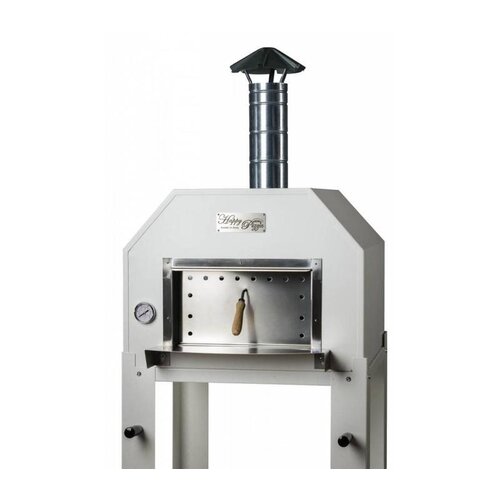 CHRselect Four à pizza en acier inoxydable "Italo" | Charbon de bois / au feu de bois 2 pizzas | 500 ° C | 700x700x2030 (h) mm