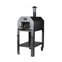 Four à pizza en acier inoxydable "Diamante" | Charbon de bois / au feu de bois 3-4 pizzas | 500 ° C | 700 (1) x 1000 x (h) 2030 mm