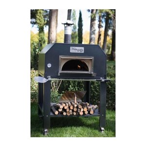 CHRselect Four à pizza en acier inoxydable 'Creativo' | Charbon de bois / au feu de bois 5 pizzas | 500 ° C | 1000x1000x (h) 2030 mm