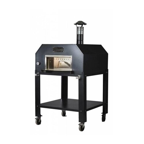 CHRselect Four à pizza en acier inoxydable 'Creativo' | Charbon de bois / au feu de bois 5 pizzas | 500 ° C | 1000x1000x (h) 2030 mm