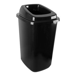 XXLselect Poubelle plastique |Noir | 45 Litres | Autocollants de Tri | 340x400x(H)610mm