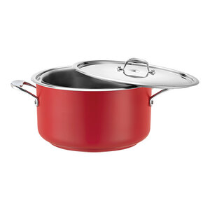 Pujadas Marmite Basse à Bain-Marie | Rouge | Couvercle incl. | Disponible en 3 dimensions