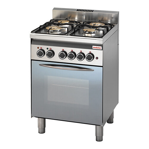 Modular Fourneau à Gaz | 4 Bruleurs + Four à Gaz + Grill Electrique| 14,7 GkW | 600x600x(H)850mm