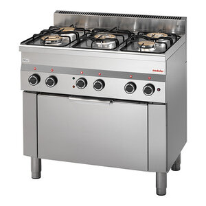 Modular Fourneau à Gaz + 5 Brûleurs + Grill Electrique | 17,4 GkW | 900x600x(H)850mm