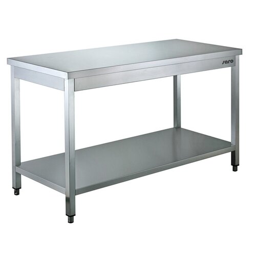 Saro Table de Travail + Etagère Basse Inox | 700mm de Profondeur 850mm de hauteur | Modèle soudé | Disponible en 9 Longueurs