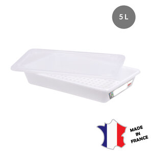 GILAC 5x Bac plat 5 L | HACCP | blanc + couvercle + grille | 445(l)x290x85mm