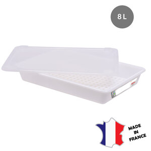GILAC 3x Bac plat 8 L | HACCP | blanc + couvercle + grille | 491(l)x337x90mm