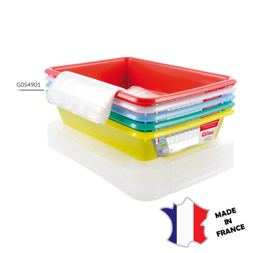 GILAC Bacs plats témoins 8 L + couvercles | Lot de 5 | unit: 491(l)x337x90mm