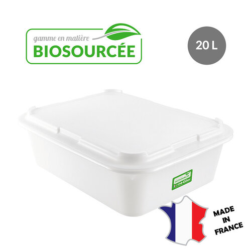 GILAC Bac à diviseuse 20L | biosourcé | rectangulaire | blanc | Lot de 5