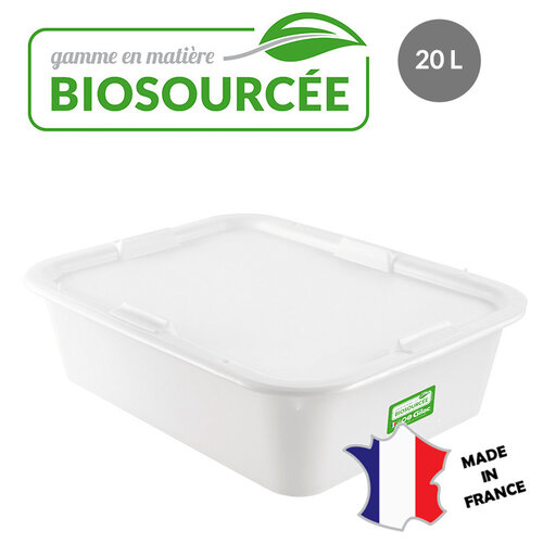 GILAC Bac à diviseuse 20L | biosourcé | rectangulaire | blanc | Lot de 5