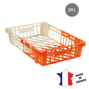 GILAC 10x Caisse à viennoiserie légère bicolore 20 L | ivoire/orange | 600(l)x400x120mm