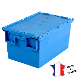 GILAC Bac + avec couvercle intégré 55 L | 600(l)x400mm | bleu GILAC Bac + avec couvercle intégré 55 L | 600(l)x400mm | bleu