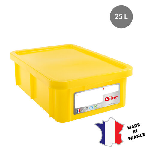 GILAC Bac HACCP 25 L rectangulaire + couvercle | 600x400 | blanc