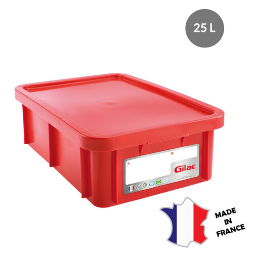 GILAC Bac HACCP 25 L rectangulaire + couvercle | 600x400 | blanc