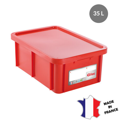 GILAC 2x Bac HACCP 35 L rectangulaire + couvercle | 600x400 | blanc GILAC 2x Bac HACCP 35 L rectangulaire + couvercle | 600x400 | blanc