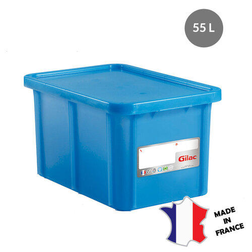 GILAC 3x Bac HACCP 55 L rectangulaire + couvercle | 600x400 | blanc
