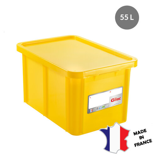 GILAC 3x Bac HACCP 55 L rectangulaire + couvercle | 600x400 | blanc