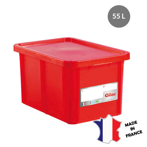 GILAC 3x Bac HACCP 55 L rectangulaire + couvercle | 600x400 | blanc