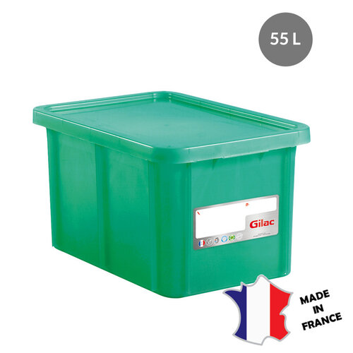 GILAC 3x Bac HACCP 55 L rectangulaire + couvercle | 600x400 | blanc