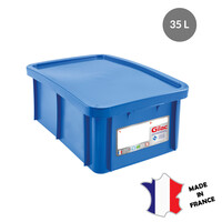 Bac 35 L antibactérien + couvercle | 600x400 | bleu
