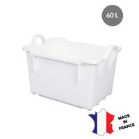 Bac comporte empilable emboîtable 60 L | blanc