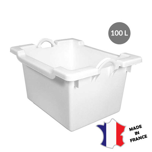 GILAC Bac comporte empilable emboîtable 100 L | blanc GILAC Bac comporte empilable emboîtable 100 L | blanc