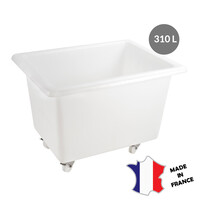 Bac grand volume 310 L | 4 roues pivotantes dont 2 avec freins | blanc | 1030(l)x800x730mm