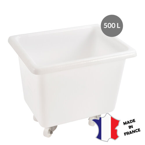 GILAC Bac grand volume 500 L | 4 roues pivotantes dont 2 avec freins | blanc | 1200(l)x800x985mm