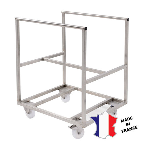 GILAC Chariot inox pour bac grand volume semi-cylindrique 170 L | 901(l)x877x657mm