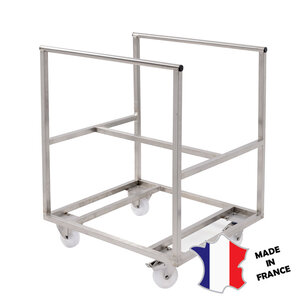 GILAC Chariot inox pour bac grand volume semi-cylindrique 220 L | 750(l)x650x900mm