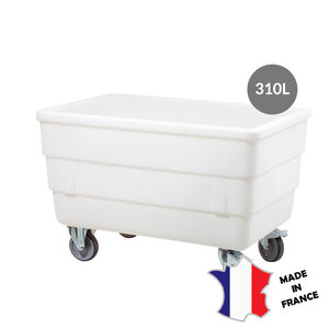 GILAC Bac double-paroi 310 L | roues chape inox | blanc | 1200(l)x800x805mm