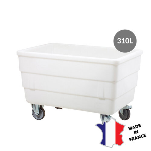 GILAC Bac double-paroi 310 L | roues chape inox | blanc | 1200(l)x800x805mm
