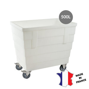 GILAC Bac double-paroi 500 L | roues chape inox | blanc | 1200(l)x800x1095mm