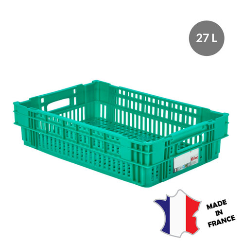 GILAC 5x Caisse ajourée empilable emboitable 600 x 400 HACCP - 27 L - blanc