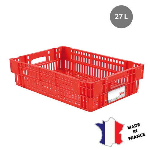 GILAC 5x Caisse ajourée empilable emboitable 600 x 400 HACCP - 27 L - blanc