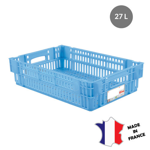 GILAC 5x Caisse ajourée empilable emboitable 600 x 400 HACCP - 27 L - blanc